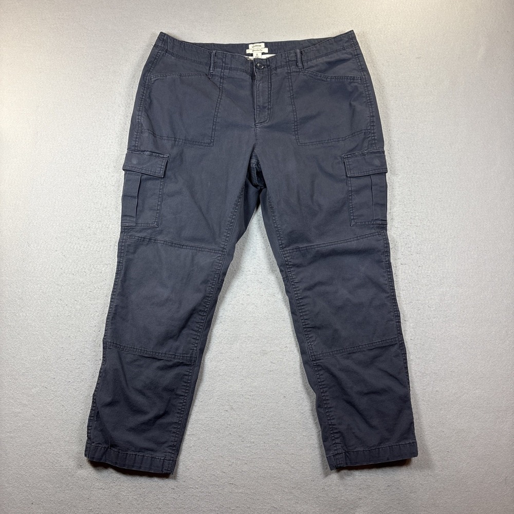 L.L. Bean Favorite Fit Women's Blue Cargo Pants Straight Leg Lined Size 16 P